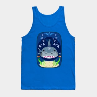 Tribal Great White Shark Card Tank Top